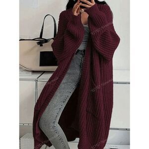 Burgundy Front Loose Knit Cardigan